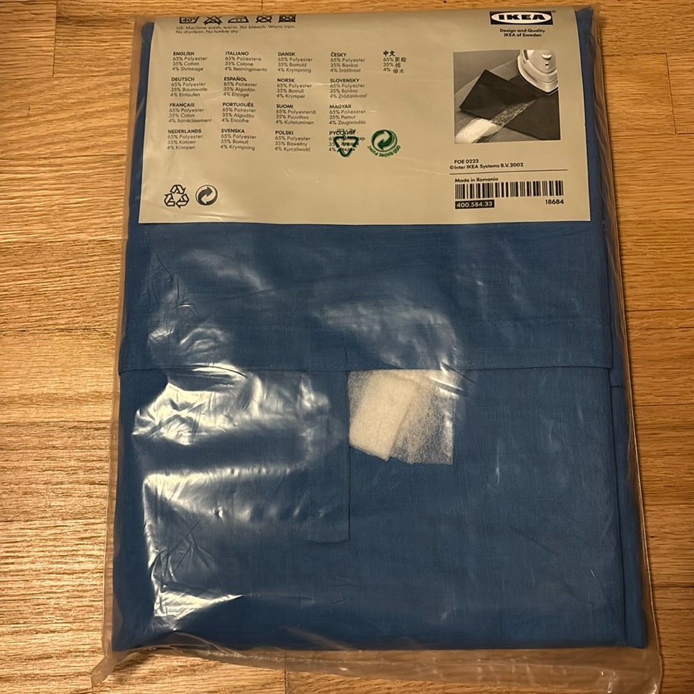 IKEA never used, but being opened , blue curtains 2 pcs for window treatment